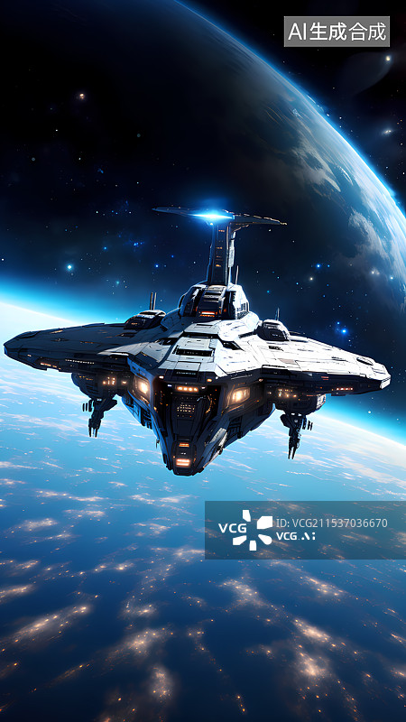 【AI数字艺术】宇宙飞船行星探索插画图片素材