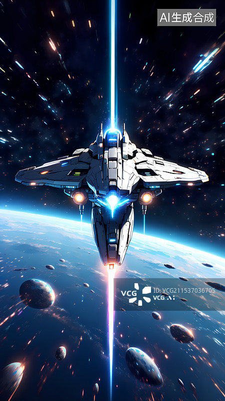 【AI数字艺术】宇宙飞船行星探索插画图片素材