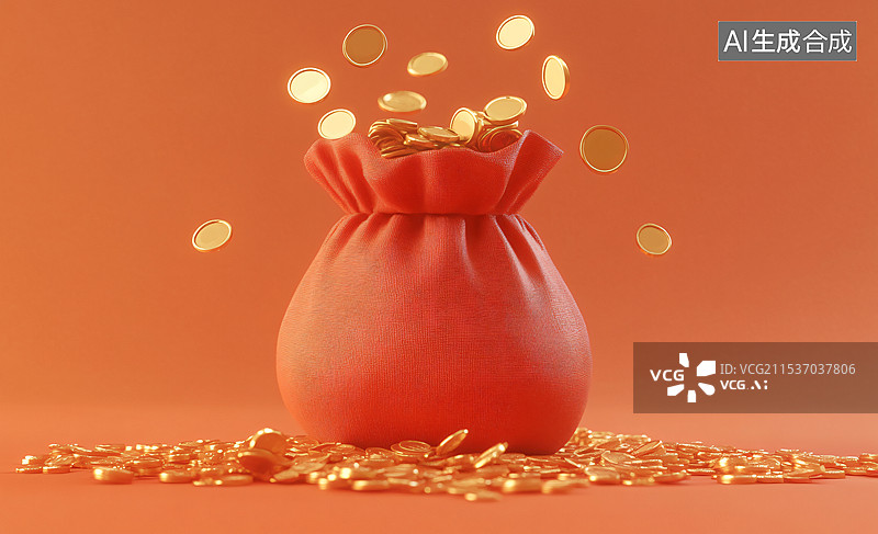 【AI数字艺术】红包，聚宝盆，金币，福袋图片素材