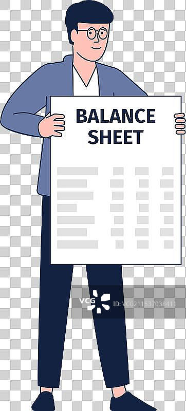 持有资产负债表的男性财务顾问彩色插图图片素材