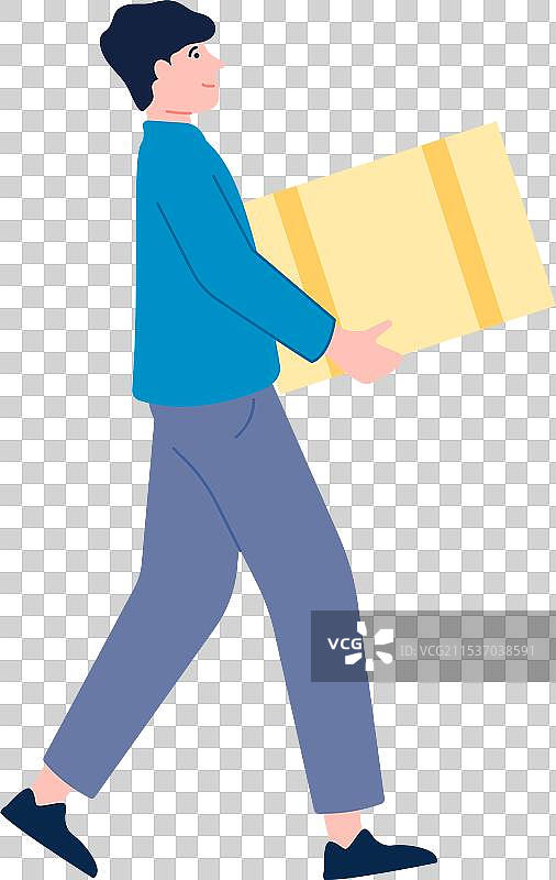 男子搬运纸箱，快递服务工作者图片素材