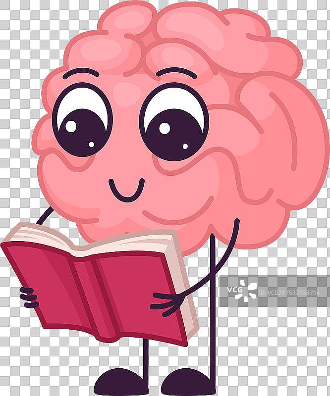 脑袋里读书的教育吉祥物卡通形象图片素材
