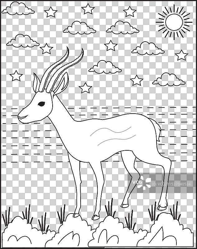 黑白鹿的涂色画图片素材