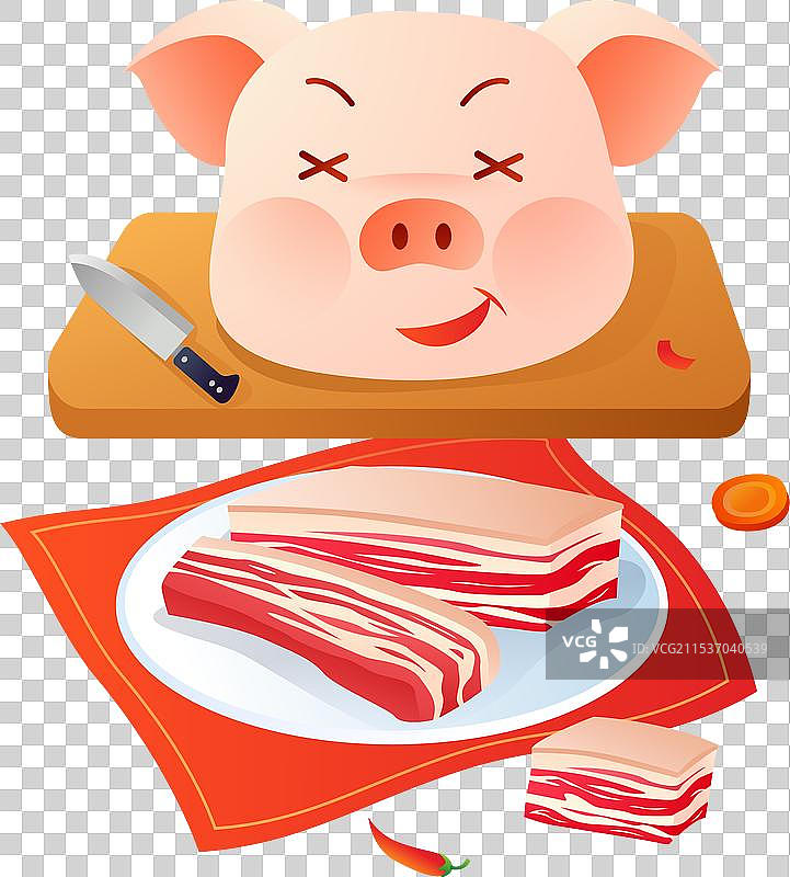 猪肉五花肉 插画元素图片素材