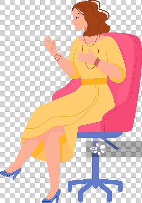 女主持人正在手势交流并与采访者交谈图片素材