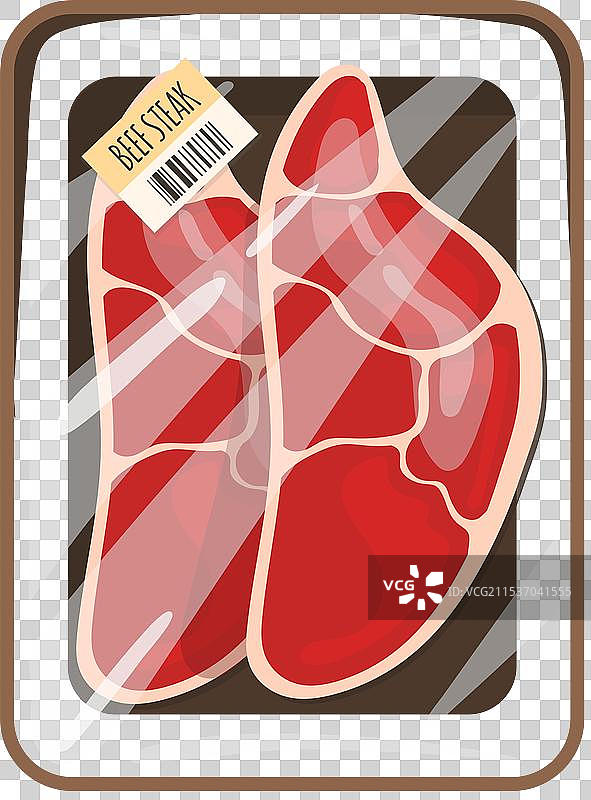 包裹的牛排卡通图标生肉图片素材