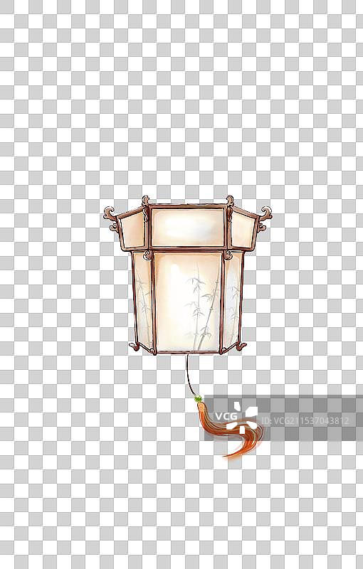 古代宫灯水墨插画图片素材