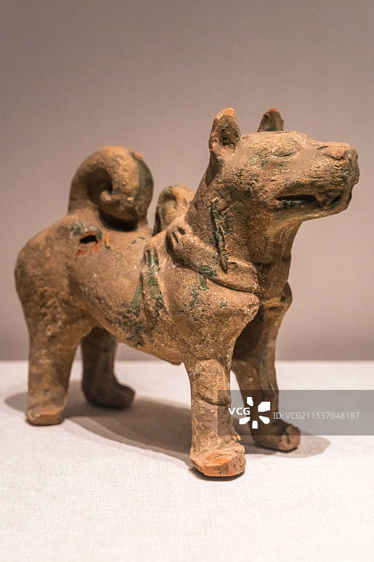 绿釉陶狗（汉）陕西历史博物馆藏 渭南市潼关县、西安市灞桥区洪庆出土图片素材