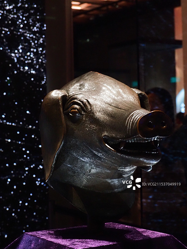 圆明园十二生肖兽首：猪首图片素材