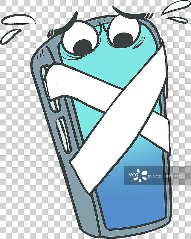 贴了封条的手机卡通拟人元素图片素材