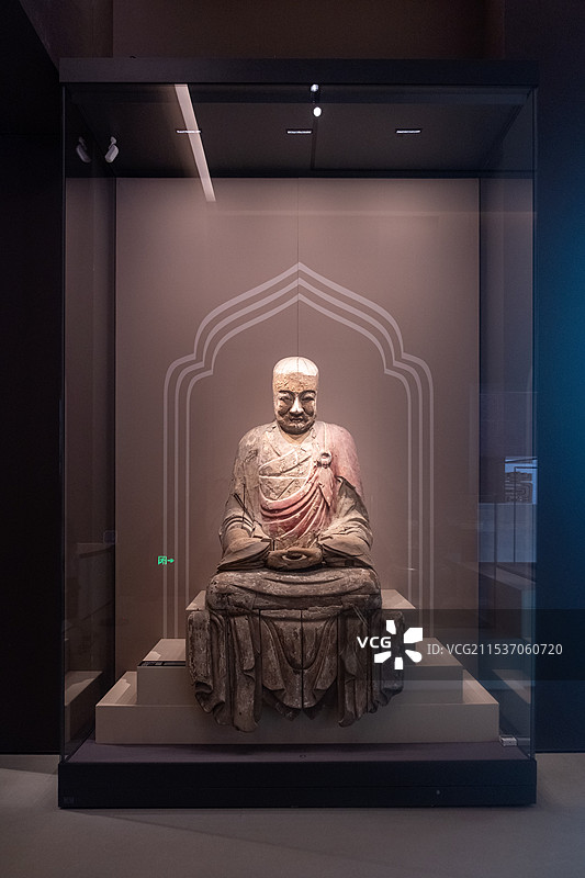 安徽淮南寿县博物馆安徽楚文化博物馆地藏王菩萨木雕造像图片素材