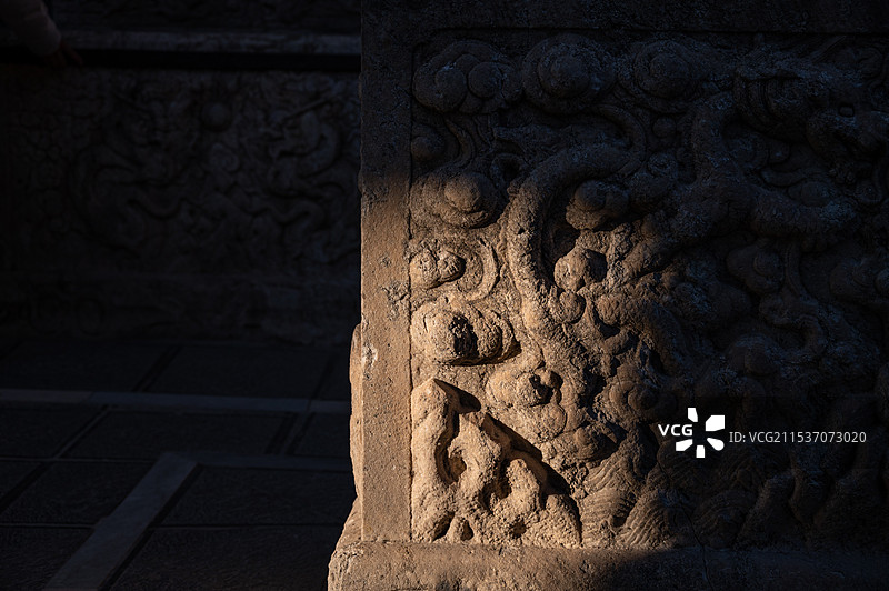 五台山菩萨顶  碑刻底座石雕图片素材