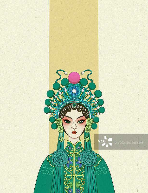 戏曲京剧白蛇传青蛇小青中国风插画图片素材