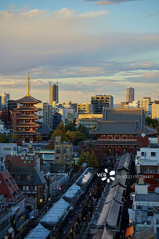 日本东京浅草寺夕阳黄昏图片素材