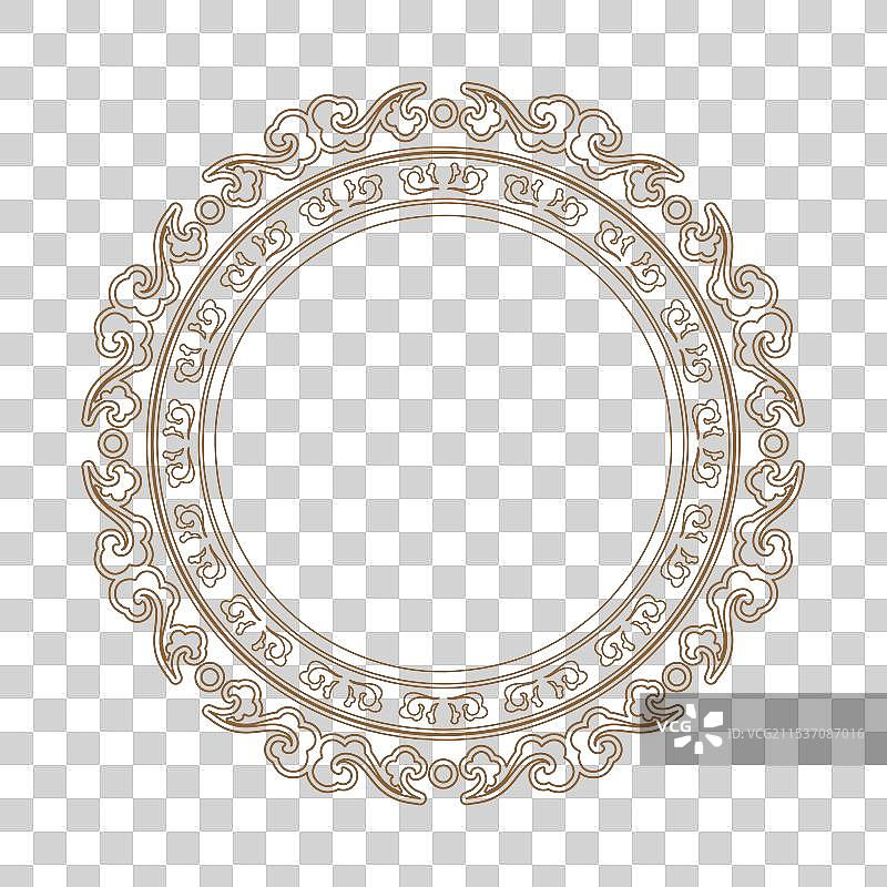 圆形中式祥云边框描边素材图片素材