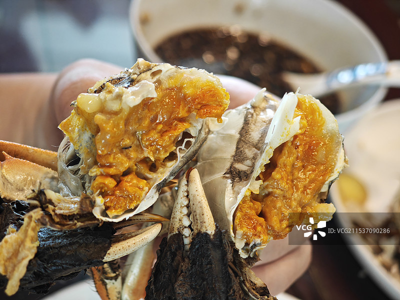 大闸蟹特写 雄蟹膏肥肉满 12月肥美的公蟹 时令美食图片素材