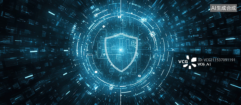 【AI数字艺术】科技防护防御数字技术互联网数据网络安全概念图片素材