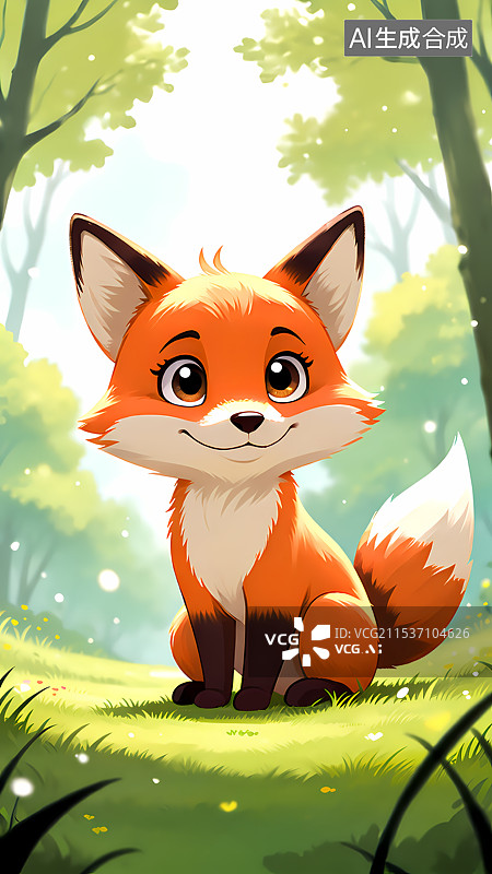 【AI数字艺术】森林中的狐狸插画图片素材