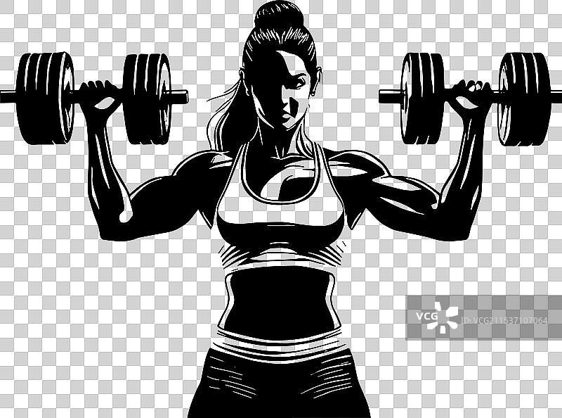 女性健美运动员举重图片素材