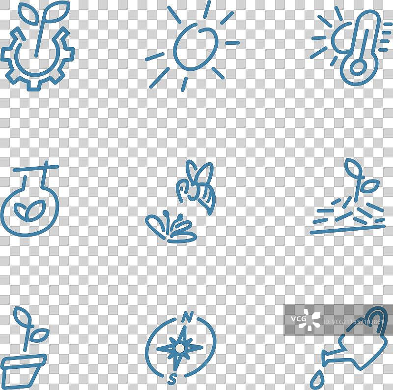 一套手绘园艺图标图片素材