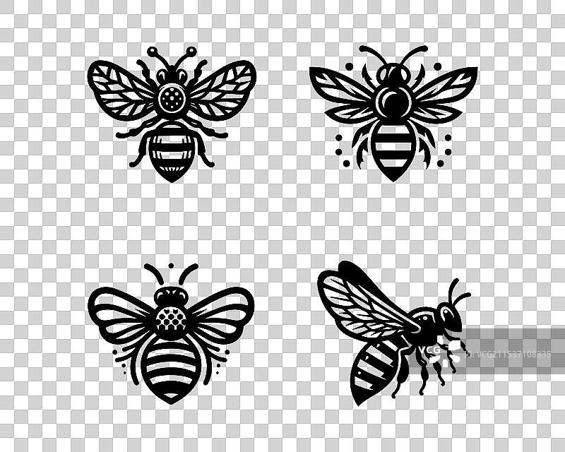 蜜蜂剪影图标图形标志设计图片素材