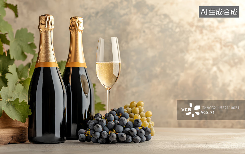 【AI数字艺术】高档的红酒和香槟商业广告背景图片素材