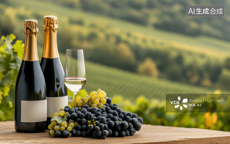 【AI数字艺术】高档的红酒和香槟商业广告背景图片素材