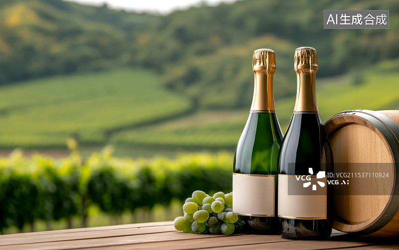 【AI数字艺术】高档的红酒和香槟商业广告背景图片素材