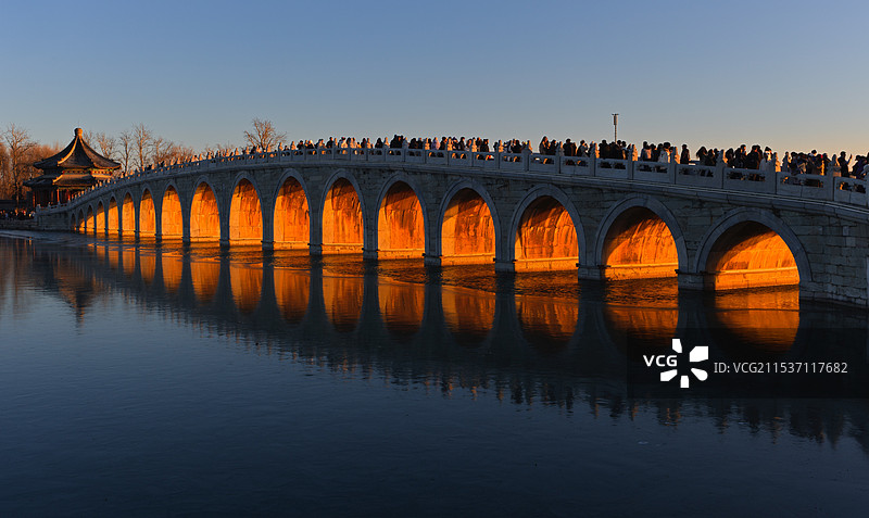 北京颐和园十七孔桥图片素材
