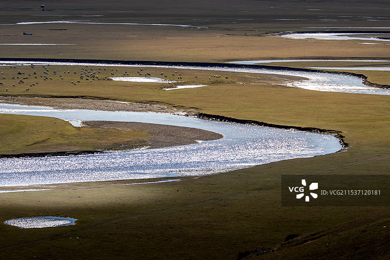 额尔古纳河高角度视图图片素材