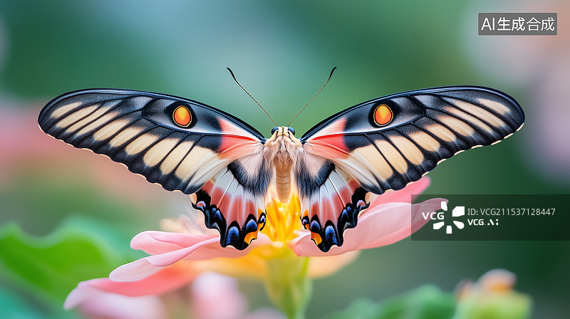 【AI数字艺术】花朵上的蝴蝶特写图片素材