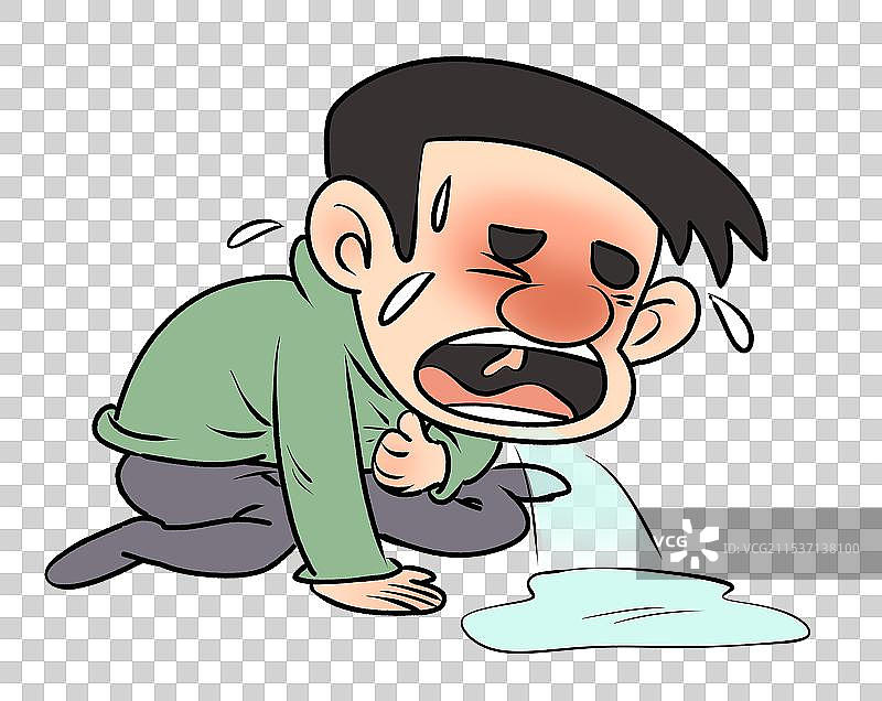 呕吐的人物卡通漫画元素图片素材
