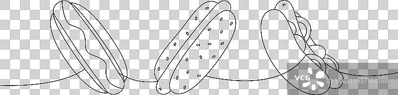 热狗一组连续线条绘制，长面包图片素材