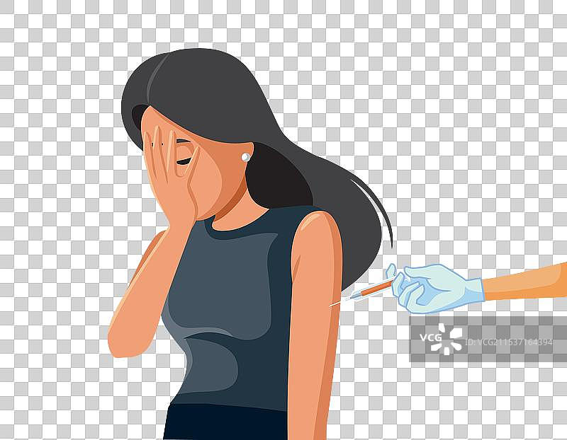 感到压力的女性患者害怕接种疫苗图片素材