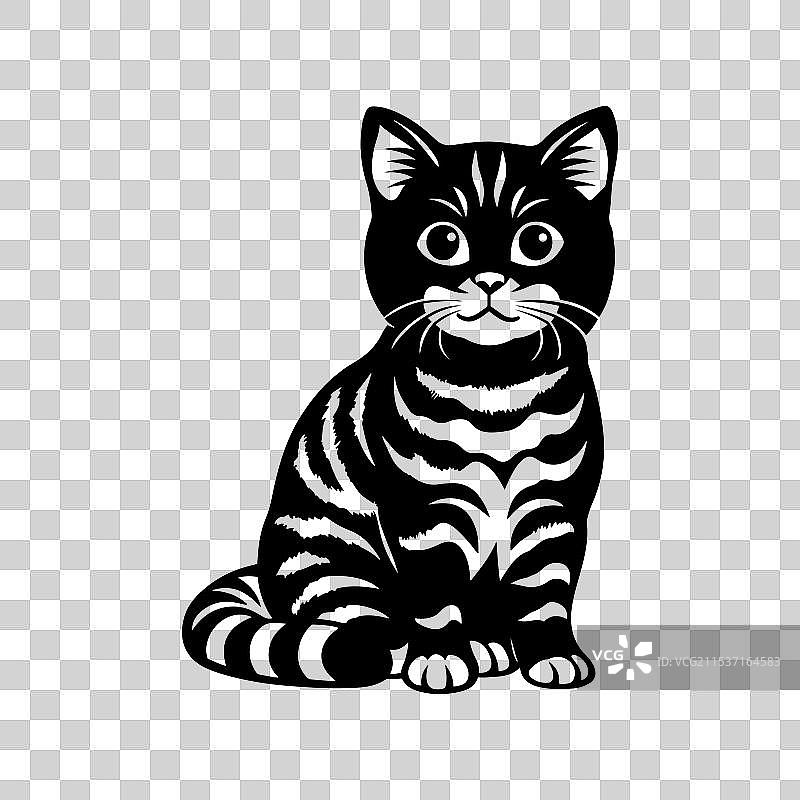 美国短毛猫坐姿剪影图片素材