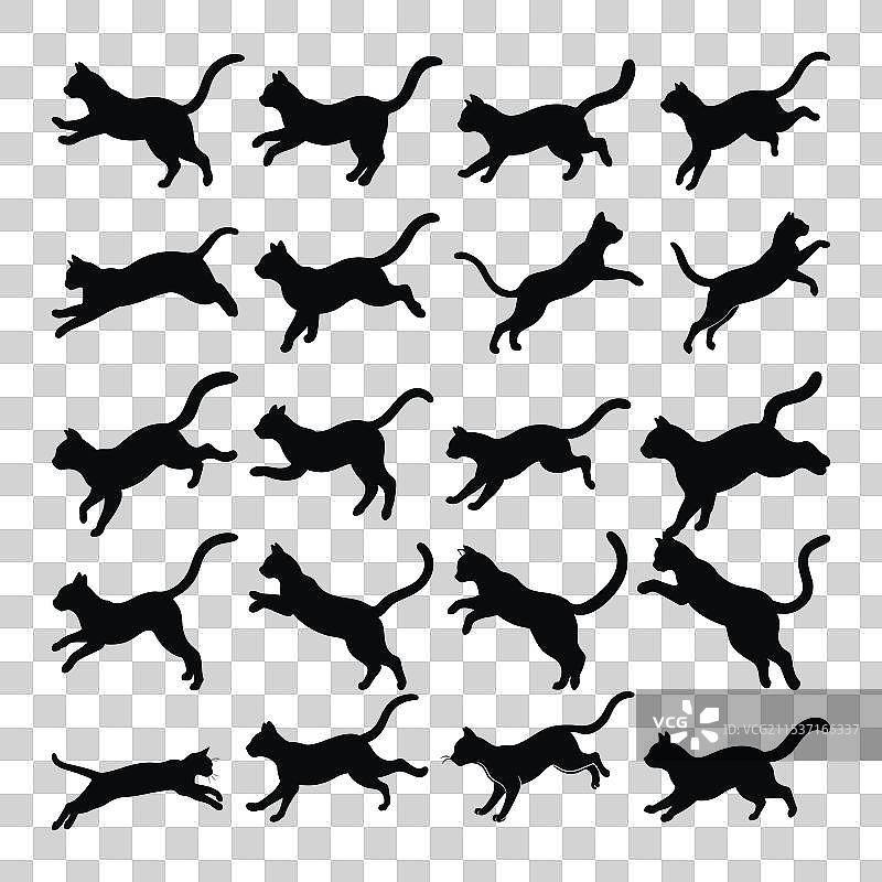 猫的剪影，猫跳跃，SVG格式的猫头图片素材