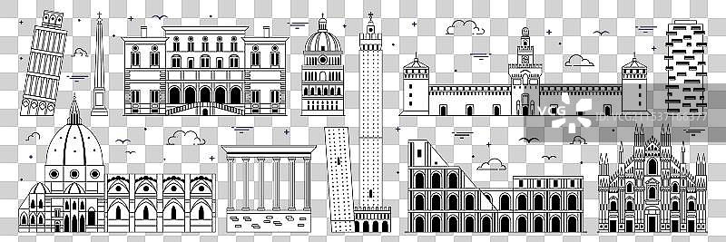 意大利标志性建筑和建筑符号图片素材