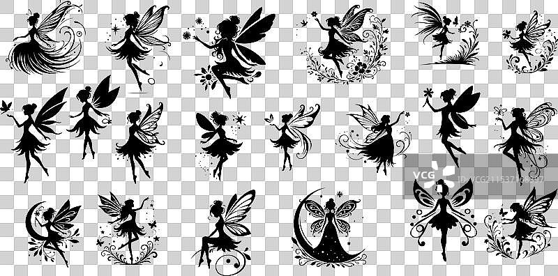 仙女剪影套装图片素材