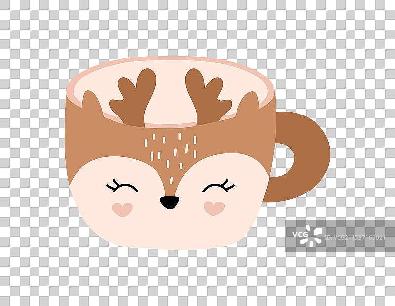 圣诞节手工制作的杯子，上面有鹿的图案图片素材