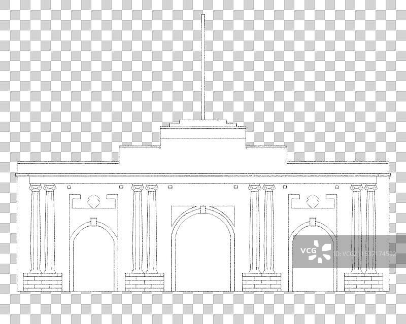 南京地标总统府线稿图片素材