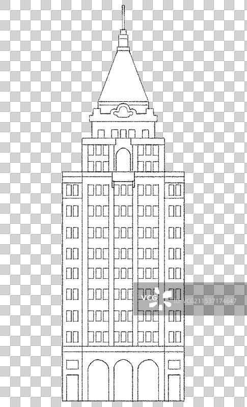 上海地标和平饭店线稿图片素材