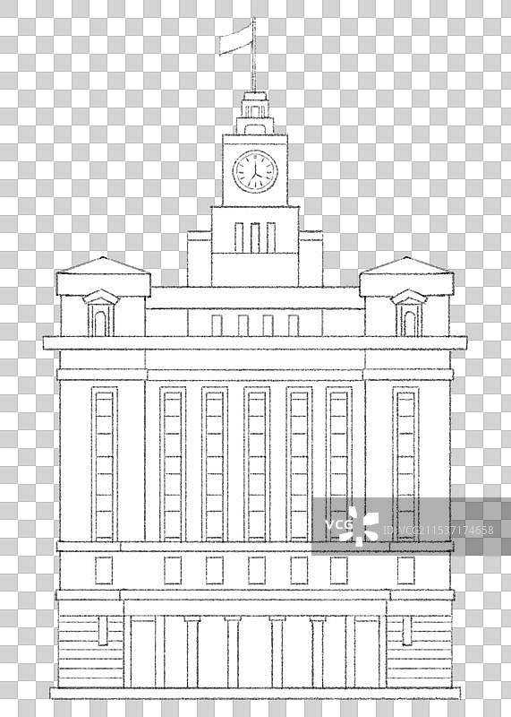 上海地标上海海关大楼线稿图片素材