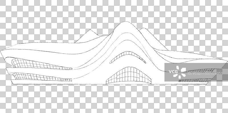 长沙地标梅溪湖国际文化艺术中心线稿图片素材