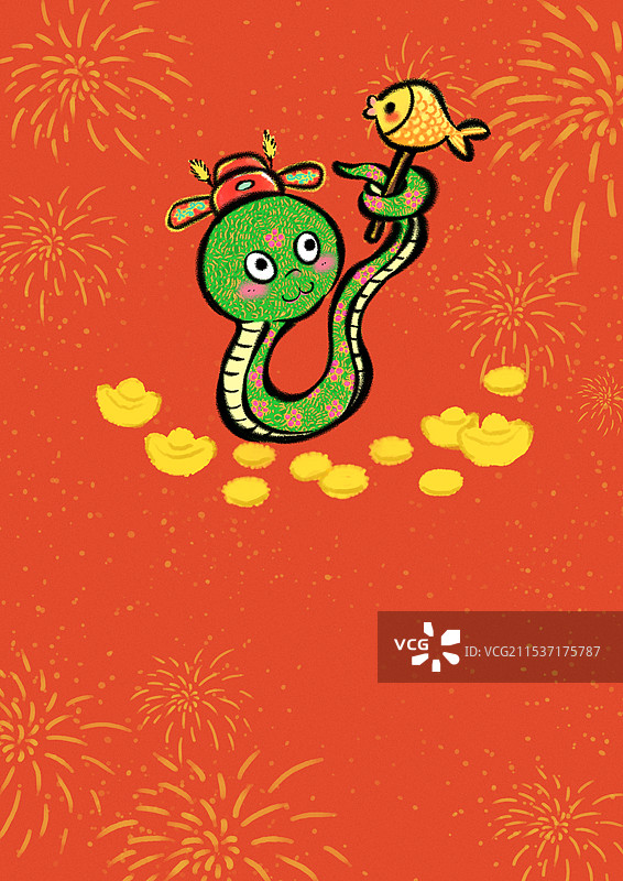 中国风剪纸系列生肖蛇卡通形象海报设计--2025蛇年图片素材