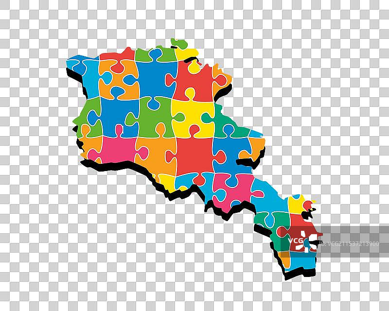 创意拼图拼成的亚美尼亚地图图片素材