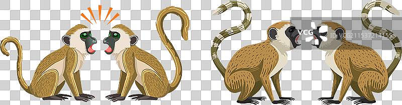 富有表现力的卡通猴子在交流图片素材