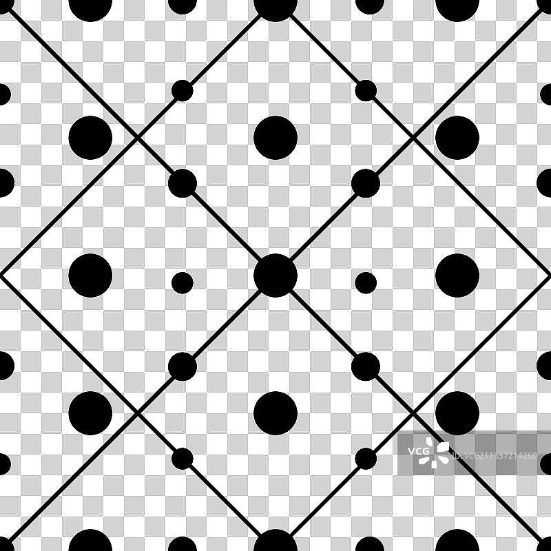 黑色大小圆形在方形上的无缝图案图片素材