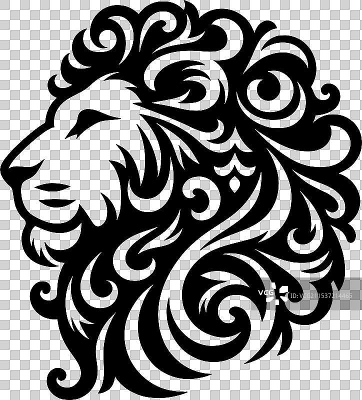 狮子头轮廓图标 - 威严、粗犷和强大图片素材