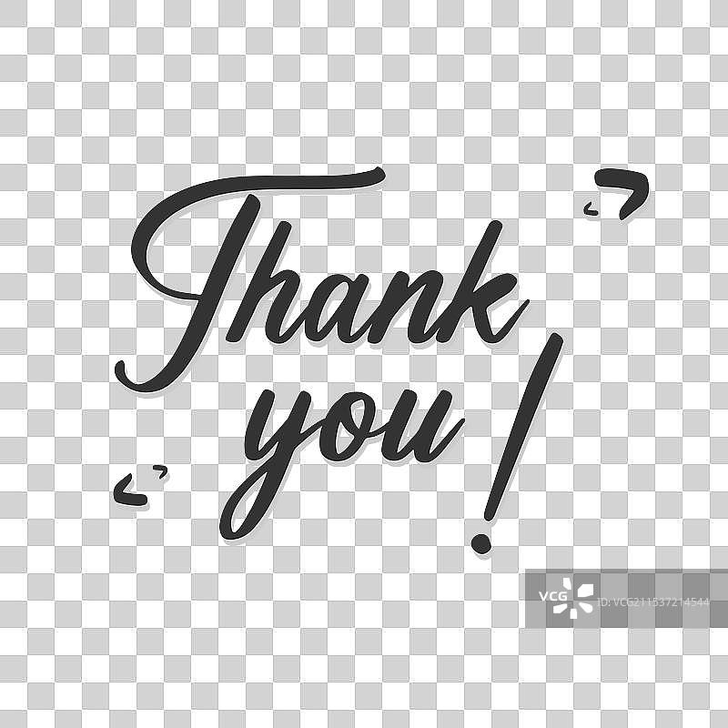 白色背景上的签名字体“谢谢”文本图片素材