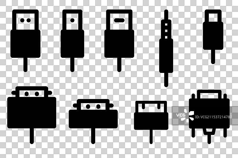 插头和端口图标集图片素材